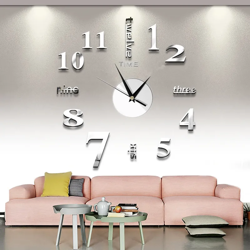 3D Wall Clock Quartz Wall Clock Wall Clock Mirror Wall Sticker Creative DIY Wall Clock Living Room Quartz Clock Home Decoration