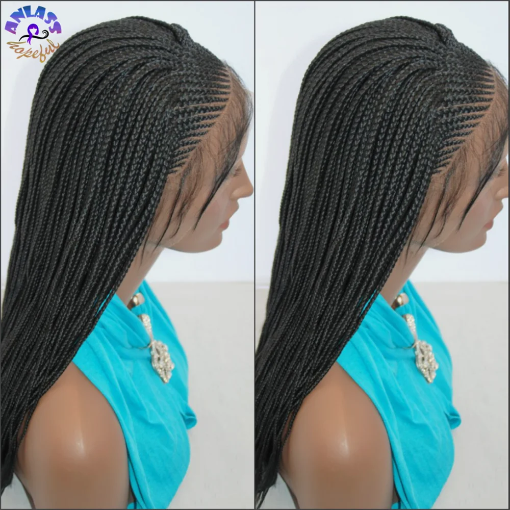 Black Color Lace Frontal Cornrow Braids Wig Micro Box Braids Wig Africa  American Women Style Synthetic Braids Wig Lace Front - Synthetic Wigs(for  White) - AliExpress