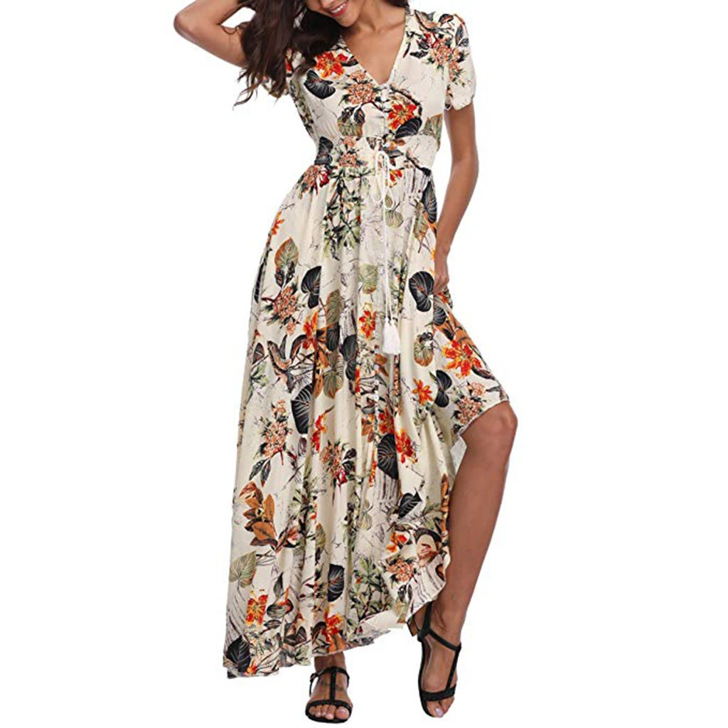 white floral flowy dress