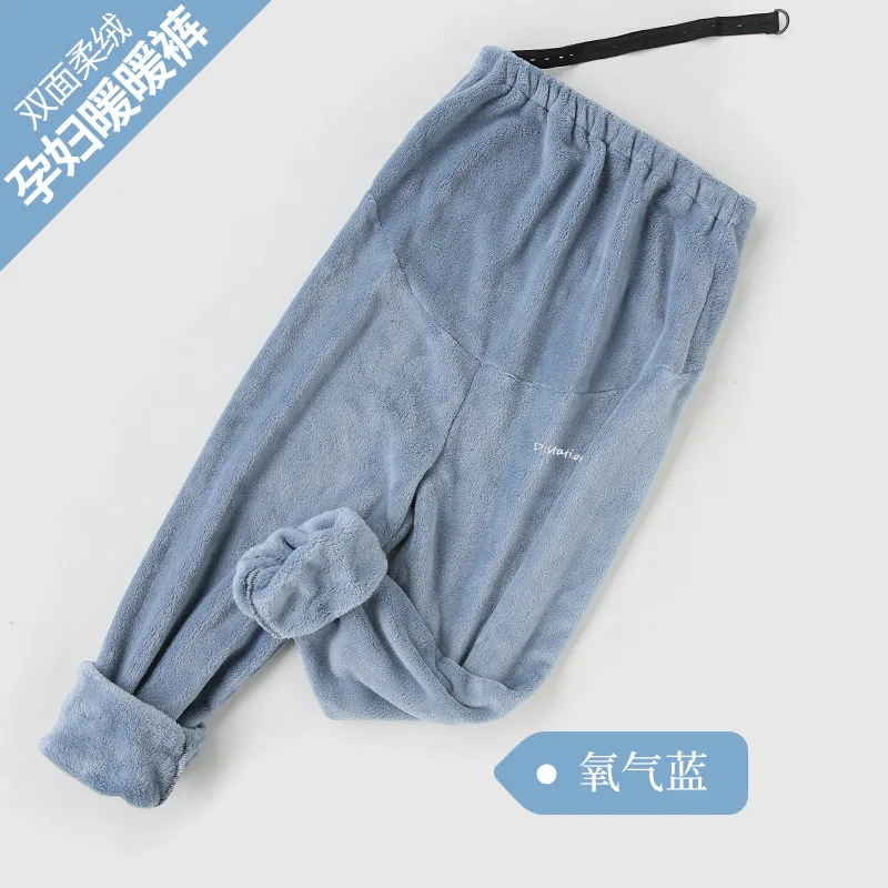 Blue pant Зимний теплый пижамный комплект для беременных женщин из плотного флиса кораллового цвета, повседневная одежда для сна, фланелевая Одежда для беременных - Цвет: Blue pant