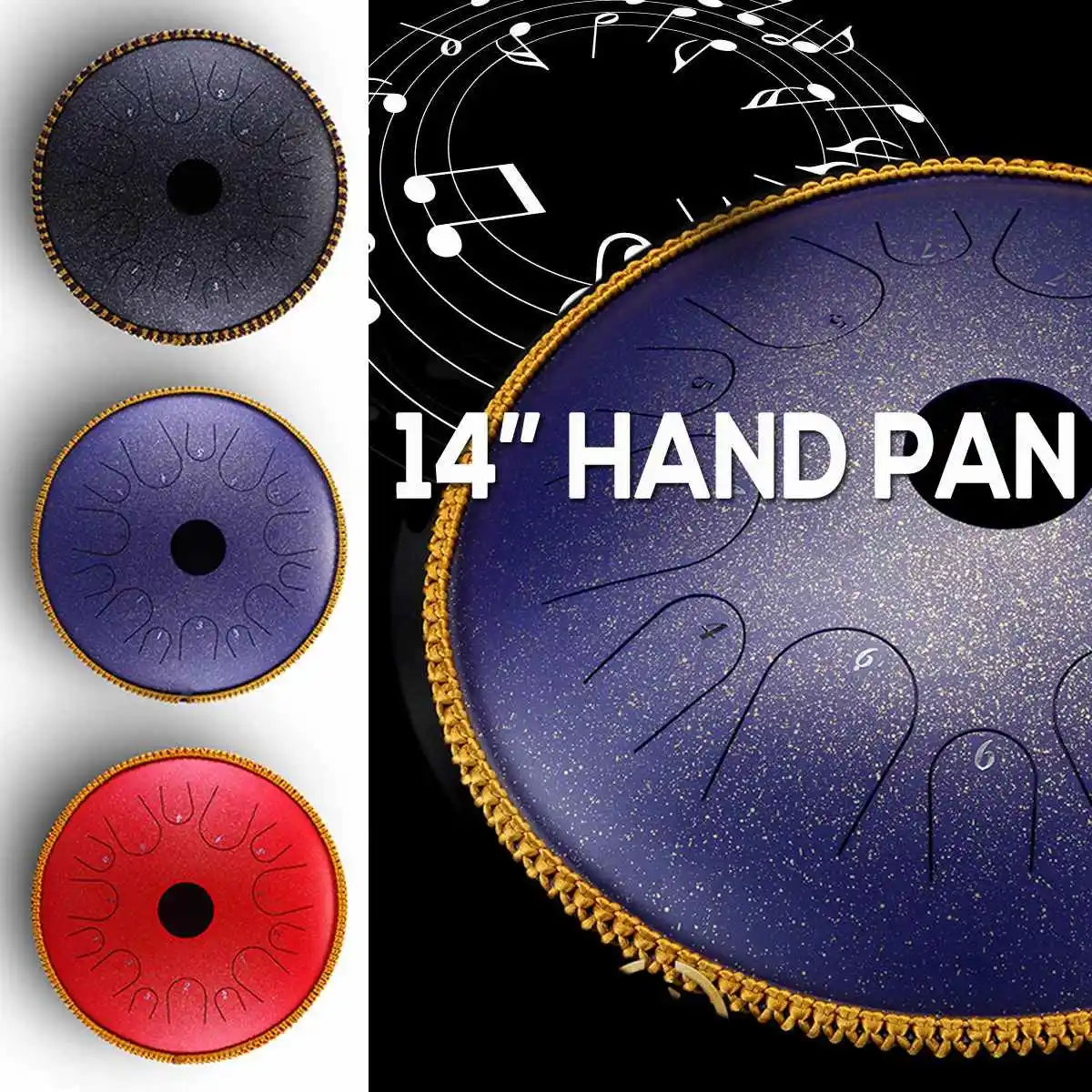 Модернизированный 14 дюймов Профессиональный 14 нот Handpan барабаны латунь Handrum+ сумка для переноски ручного барабана перкуссионные Музыкальные инструменты подарки