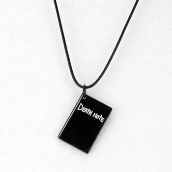 

50 PCS/LOT Anime Death Note Notebook Model Necklace Pendant Toy Yagami Light L Lawliet Cosplay Note Book Leather Rope Necklaces