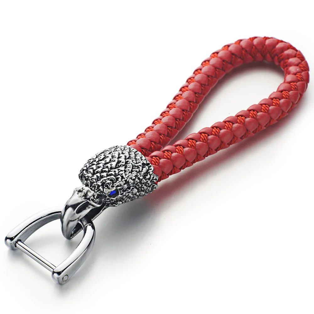 Red Dalaful, Орел, птица, брелоки, Кристальные брелоки, тканая кожаная веревка для автомобиля, для женщин и мужчин, металлический съемный брелок для ключей в виде животного, держатель K358 - Цвет: Red