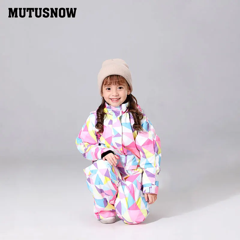 MUTUSNOW лыжный костюм для девочек; детский брендовый водонепроницаемый Зимний комплект со штанами; зимняя детская куртка из плотного бархата для катания на лыжах и сноуборде