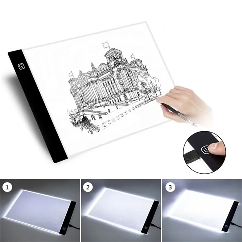 

A5 LED Drawing Board Pad USB Powered Ultra-thin Animation Tracing Light Box Lightbox Tablet Blank Canvas with 3 level Dimming