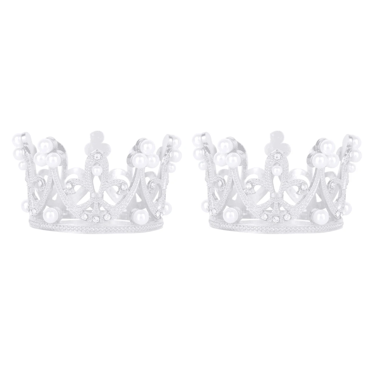 Silver 2 шт маленькие девочки крошечный полный круг круглая корона украшения для волос со стразами Диадема из хрусталя и жемчуга принцесса головной убор для свадебной вечеринки - Цвет: Silver