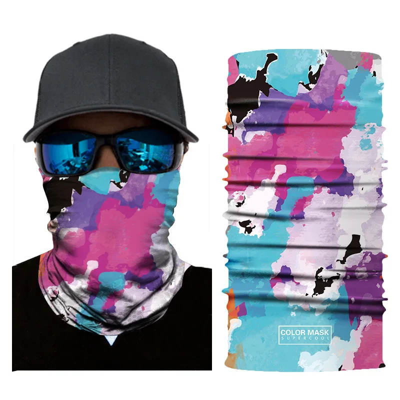 men's scarves & shawls High quality digital printing polyester magic headband outdoor sport seamless scarf oil painting style sunscreen cycling scarf wool scarf mens