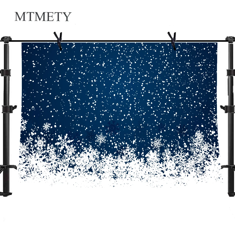 

MTMETY Winter Snowflake Photography Backdrops Vinyl Christmas Blue Background Decoration Newborn Baby Children Photo Studio prop