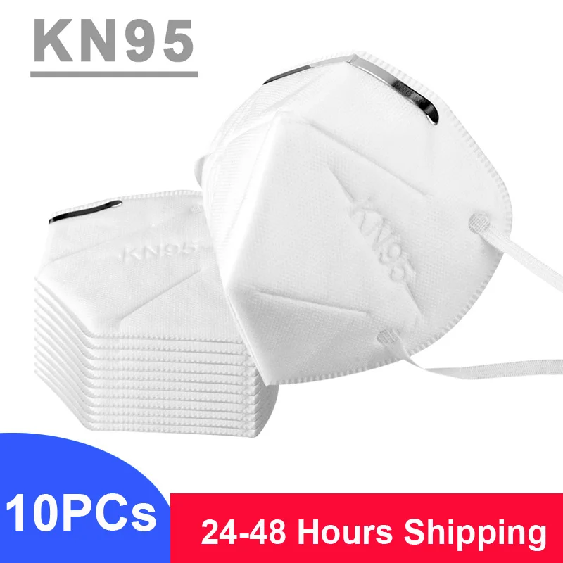 

10pcs KN95 Masks Non-woven Anti-dust Mask Safety Protective Mouth Face Masks Facial Face Mask Earloop for Particles Bacterial
