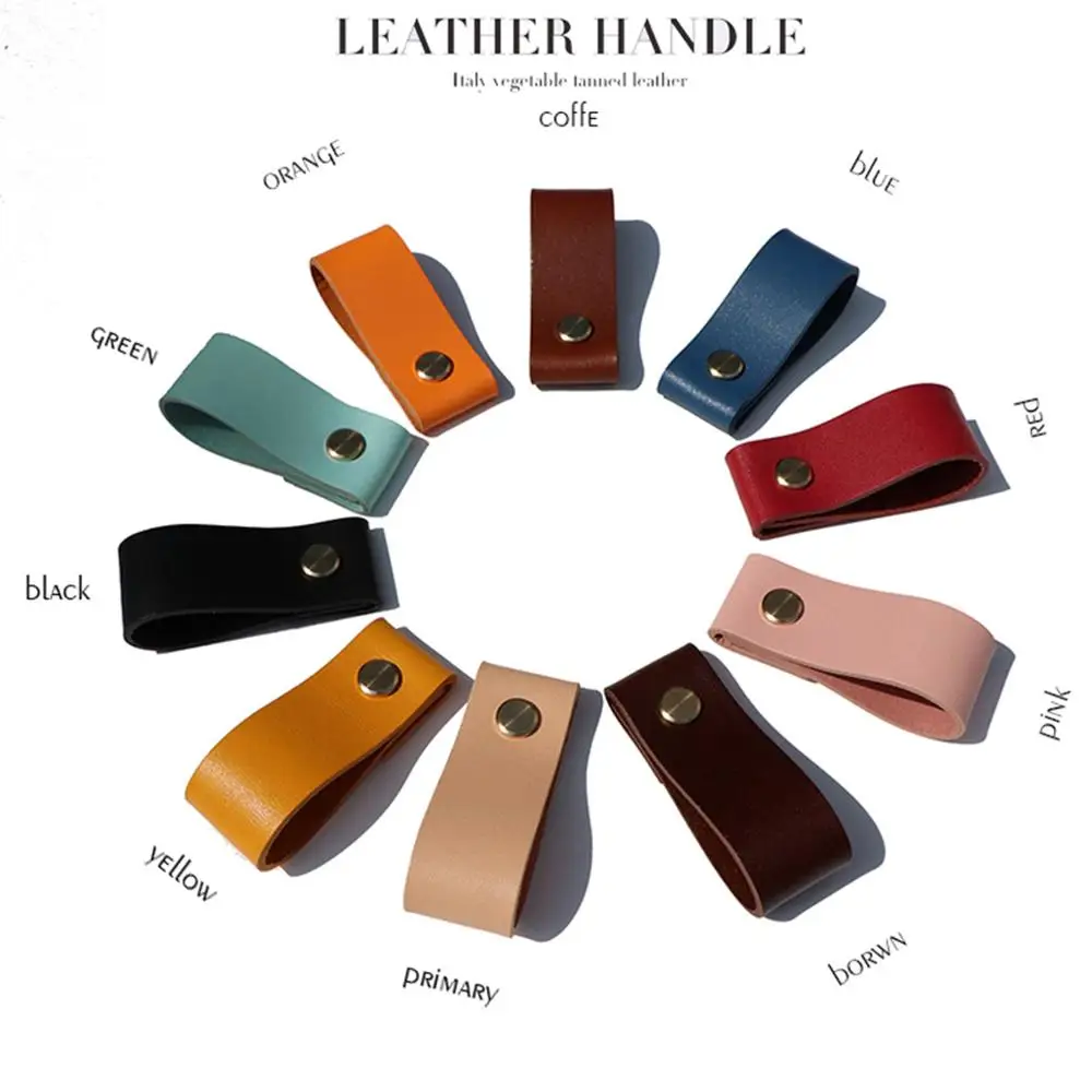 

Creative American wardrobe cabinet door handle drawer leather handle Nordic furniture home hardware accessories leather
