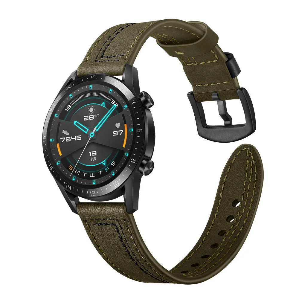 20 мм 22 мм ремешок из натуральной кожи для samsung Galaxy 42 мм 46 мм Active 2 gear S2 S3 ремешок для часов браслет для huawei Watch GT 2