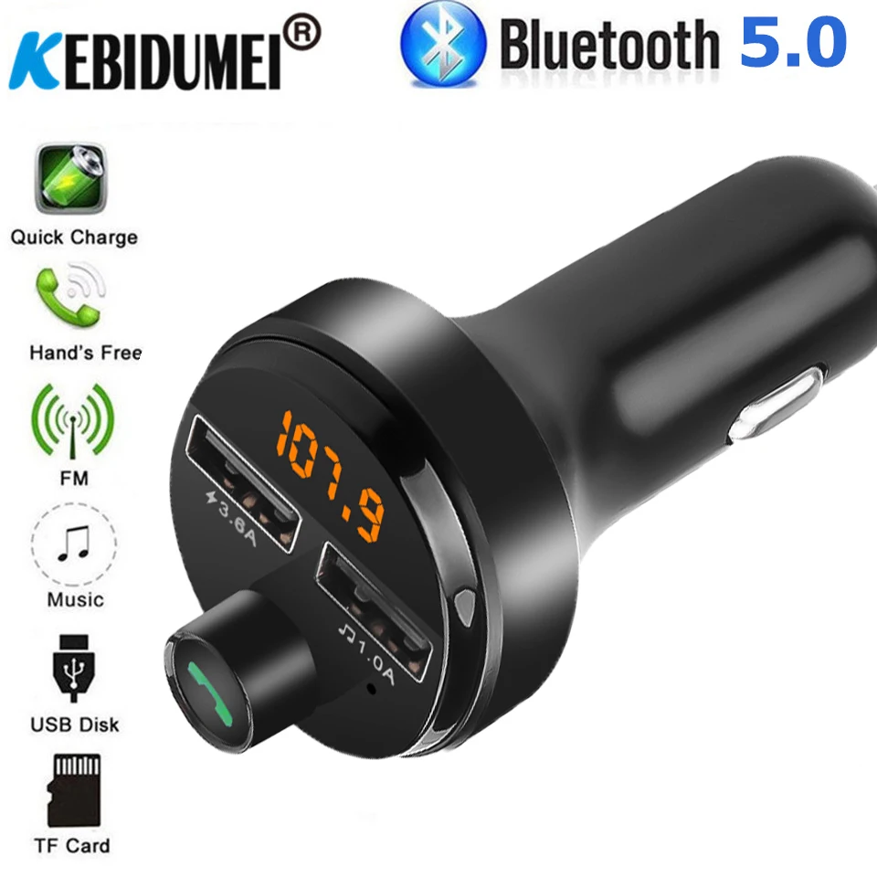Автомобильный FM трансмиттер 4.6A модулятор Bluetooth Handsfree аудио USB AUX TF карта mp3 плеер