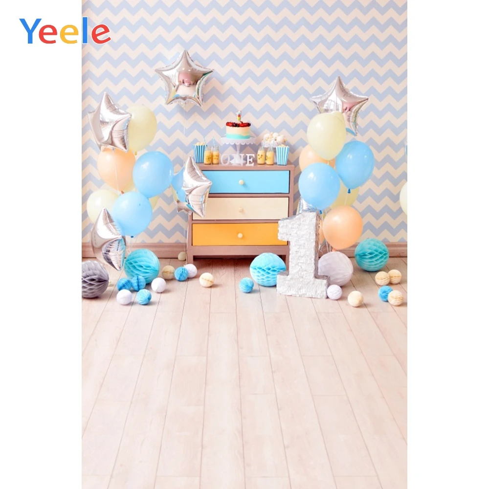 

Yeele Chevrons Wall Balloons 1st Birthday Cake Baby Photography Backgrounds Customized Photographic Backdrops For Photo Studio