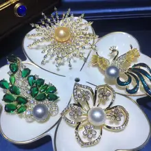 Рождественские подарки покрытые 4 шт. Броши с натуральной пресной водой золотые жемчужные броши