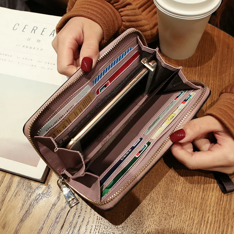 

HEFLASHOR Women Wallet Long Zipper Bow Brand Leather Coin Purses Tassel Design Clutch Wallet Female Money Bag Credit Card Holder