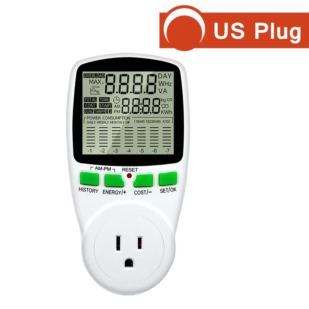 AC Power Energy Meter Digitale Wattmeter KWh Watt Volt Amp, 60 OFF