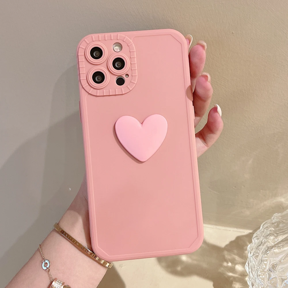 INS Pink Love Heart Phone Case For iPhone 13 Pro Max 11 12 Pro Max XR