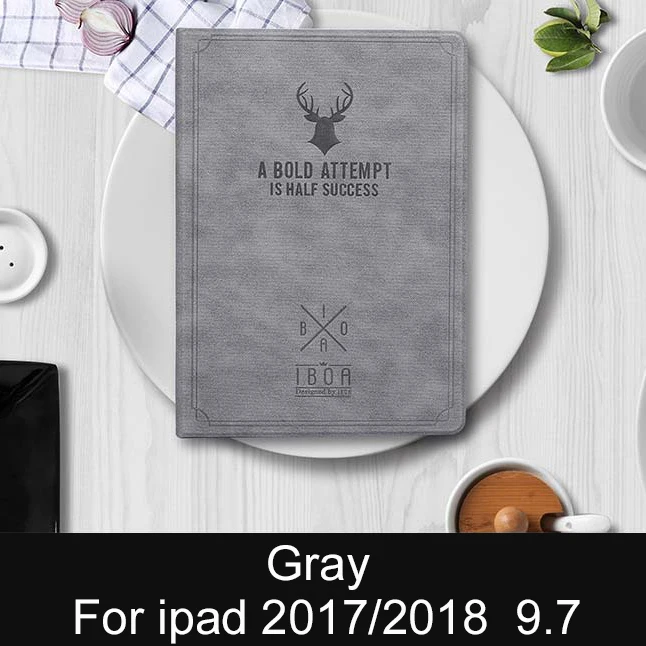 Essidi для ipad 9,7 защитный чехол для планшета из искусственной кожи чехол для ipad 6 Air 2 Smart Auto Wake and Sleep Складная подставка - Цвет: Gray