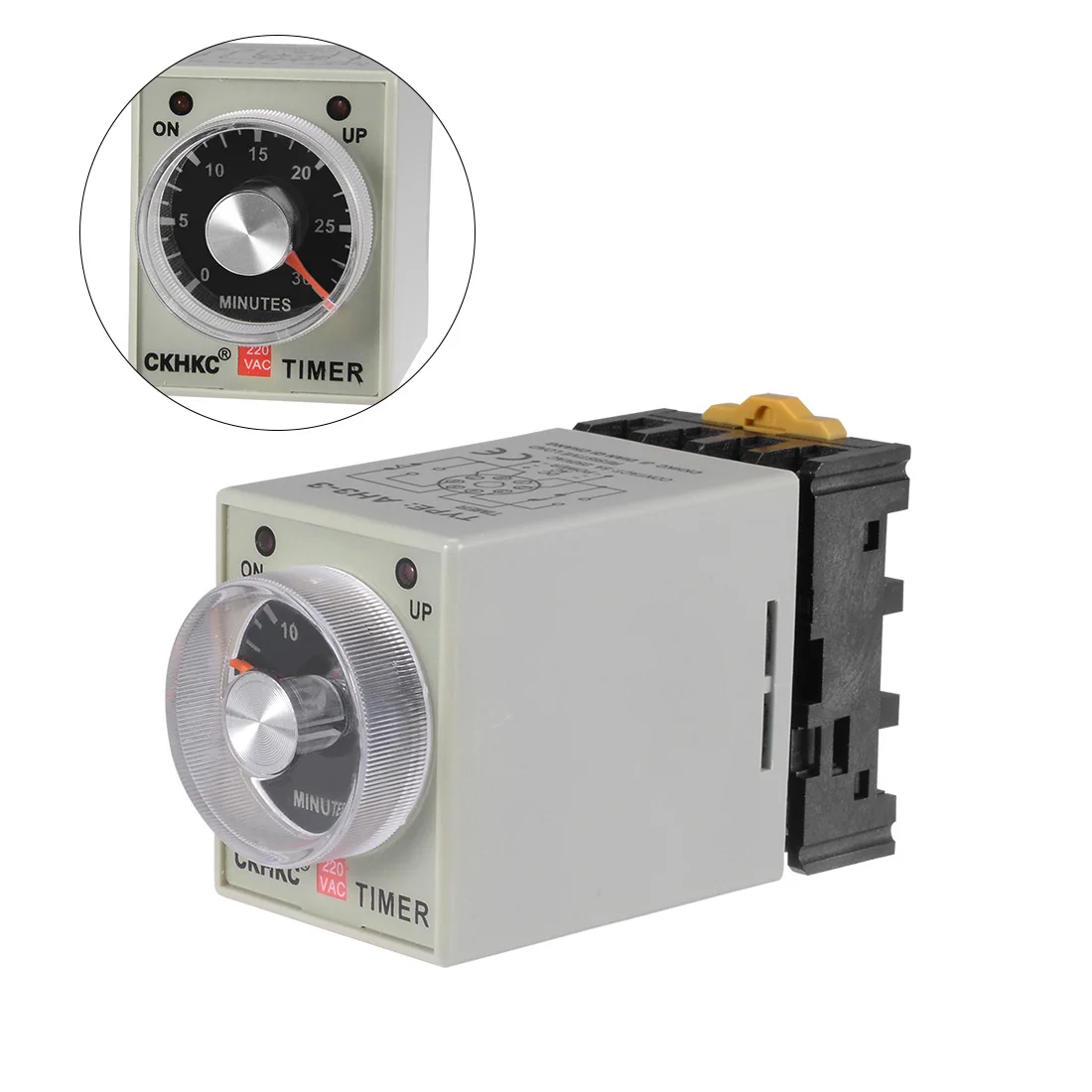 

uxcell AC220V 30M 8 Terminals Range Adjustable Delay Timer Time Relay AH3-3 w base