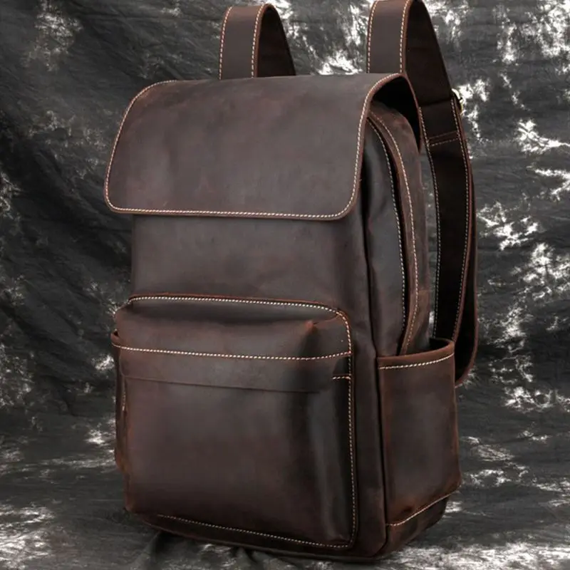 

Vintage Men Leather Backpack Travel Rucksack Large Capacity Teenager Student Bookbag Laptop Daypack