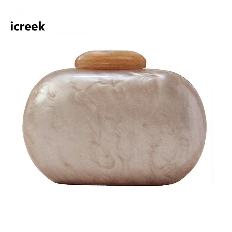 

Brand Fashion new Wallet Women Acrylic Cute Round Evening Bag Luxury lady Beige Solid Marble Party Prom Handbag Casual Clutches