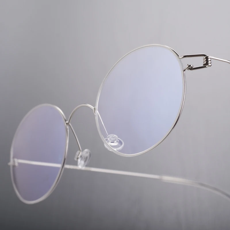 Чистый титан без винта легкие очки для мужчин и женщин Оптические очки ретро круглые очки оправа с силиконовыми носоупорами