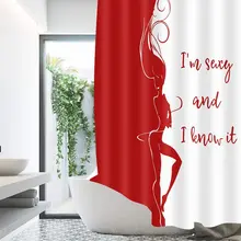 

Hipster Shower Curtain, Red and White Shower Curtain for Girls Durable Waterproof Fabric Bathroom Shower Curtain Decor