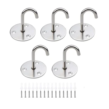 

5Pcs Wall Mounted Ceiling Hooks Hanger for Outdoor Swing Patio Egg Chair Ceiling Lamp Fan Bird Feeder Lantern Wind Chime Planter