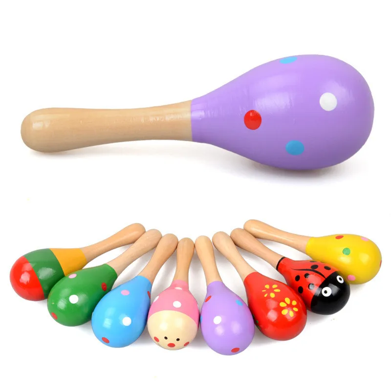 Baby Kid Wooden Ball Toy Sand Hammer Rattle Musical Instrument Percussion Infant 1pc early education toys educational toys music toys musical instrument