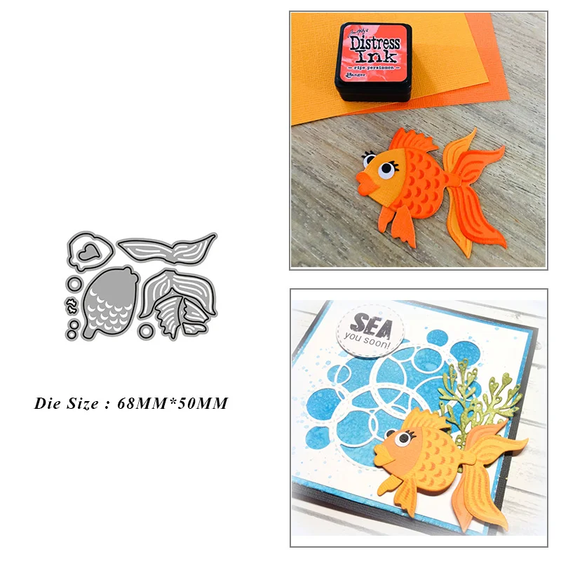 

Goldfish Combination Metal Cutting Dies for DIY Scrapbook Album Paper Card Decoration Crafts Embossing 2021 New Dies