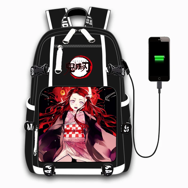 Сумки для ноутбука с зарядкой от usb, аниме, Demon Slayer: Kimetsu no Yaiba, Школьный Рюкзак Для Путешествий, сумка для книг, рюкзак для подростков, студентов, мужчин
