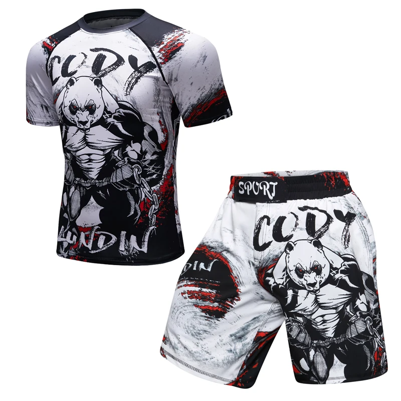 Мужской UFC MMA набор для тренировки сжатия Мужская футболка с длинным рукавом BJJ фитнес колготки Рашгард футболка+ брюки мужские наборы для бега - Цвет: 8