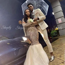 Длинное платье для выпускного вечера es блестящее платье русалки с длинным рукавом черное платье для девушек в африканском стиле розовое золото платье для выпускного вечера