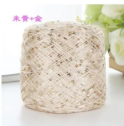 beige yellow gold 100 г/шт. натуральные жесткие пайетки, хлопковая пряжа, тонкая пряжа, нитей 250 метров - Цвет: beige yellow gold