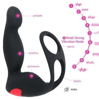 OLO Anal Vibrator Butt Plug Massager Prostate Penis Ring Stimulator Delay Ejaculation 9 Mode Sex Toys for Men Adult Products 2