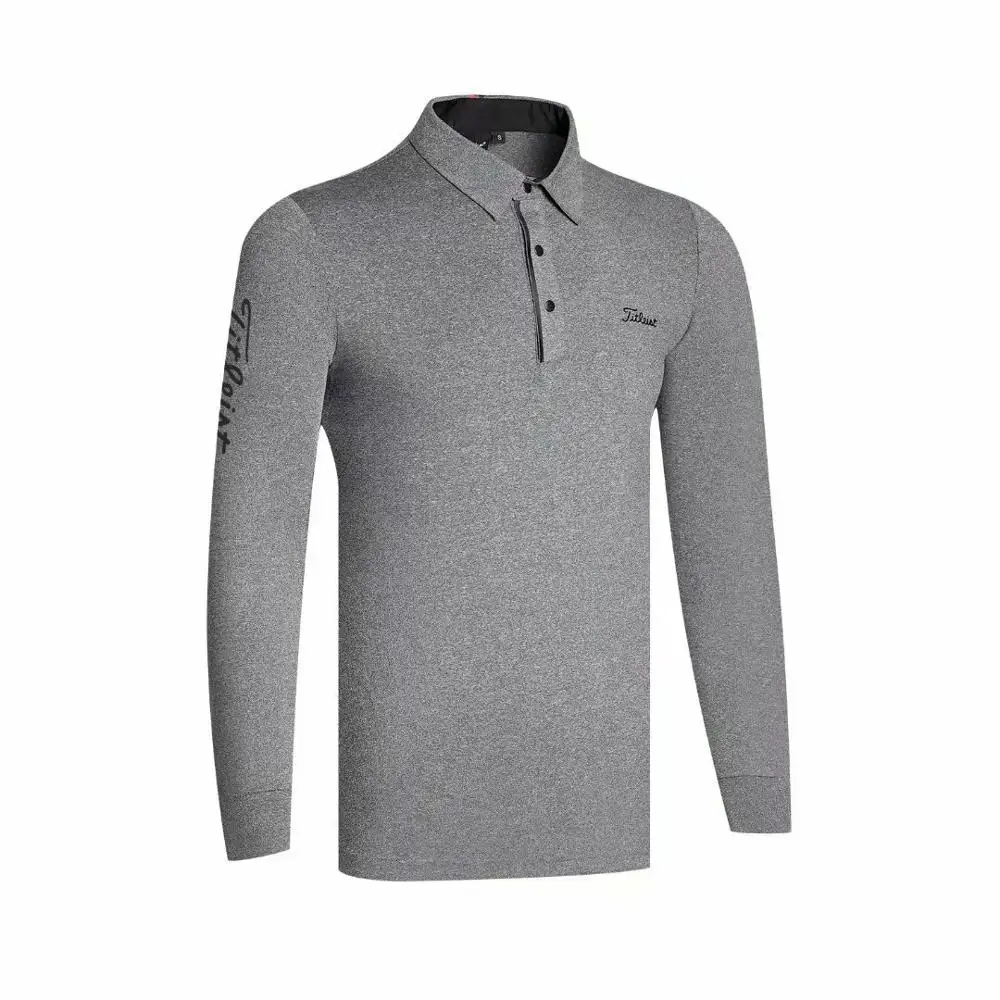Мужская спортивная одежда с длинным рукавом, футболка для гольфа, 3 цвета, одежда для гольфа, S-XXL на выбор, одежда для отдыха, одежда для гольфа - Цвет: gray