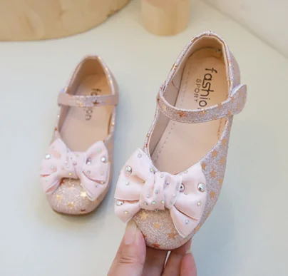 Kids Shoes Princess Girls School Silvers Pink Black Children Leather Party Dress Flat Baby Casual |