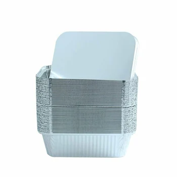 

50PCS Aluminum Foil Pans Trays Baking One-off Heat Resistant 550ml With Lids 16*13*4.2cm Baking Pan Bakeware