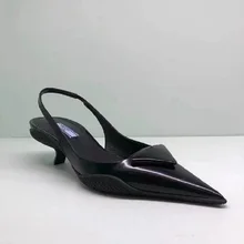 

New Designer Summer Pointed Toe Shoes For Woman Elegant Slingback High Heels Sandals Shoes Sexy Kitten Heel Dress Mules Shoes