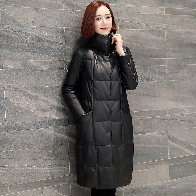 

Winter Jacket Women Sheepskin Coat Long Down Coats Genuine Leather Jacket Women Warm Doudoune Femme Hiver KJ1519