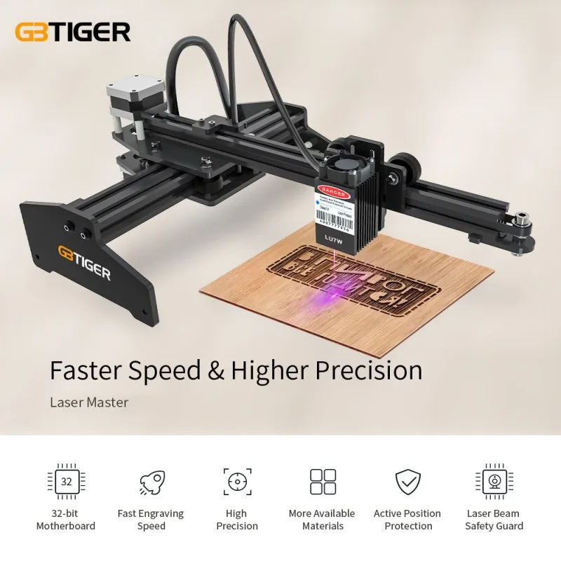 

GBtiger Laser Master 15W Desktop Laser Engraver 32-Bit Motherboard DIY Laser Printer With Fast Speed Safe Protection