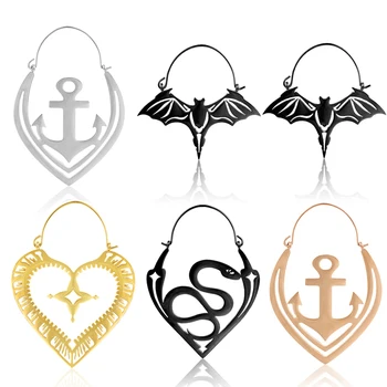 

Vankula 2PCS Stainless Steel Dangle Drop Earrings Ear Plugs Tunnels Light Weight Jewelry Piercing Ear Hangers Snake Bat Shape