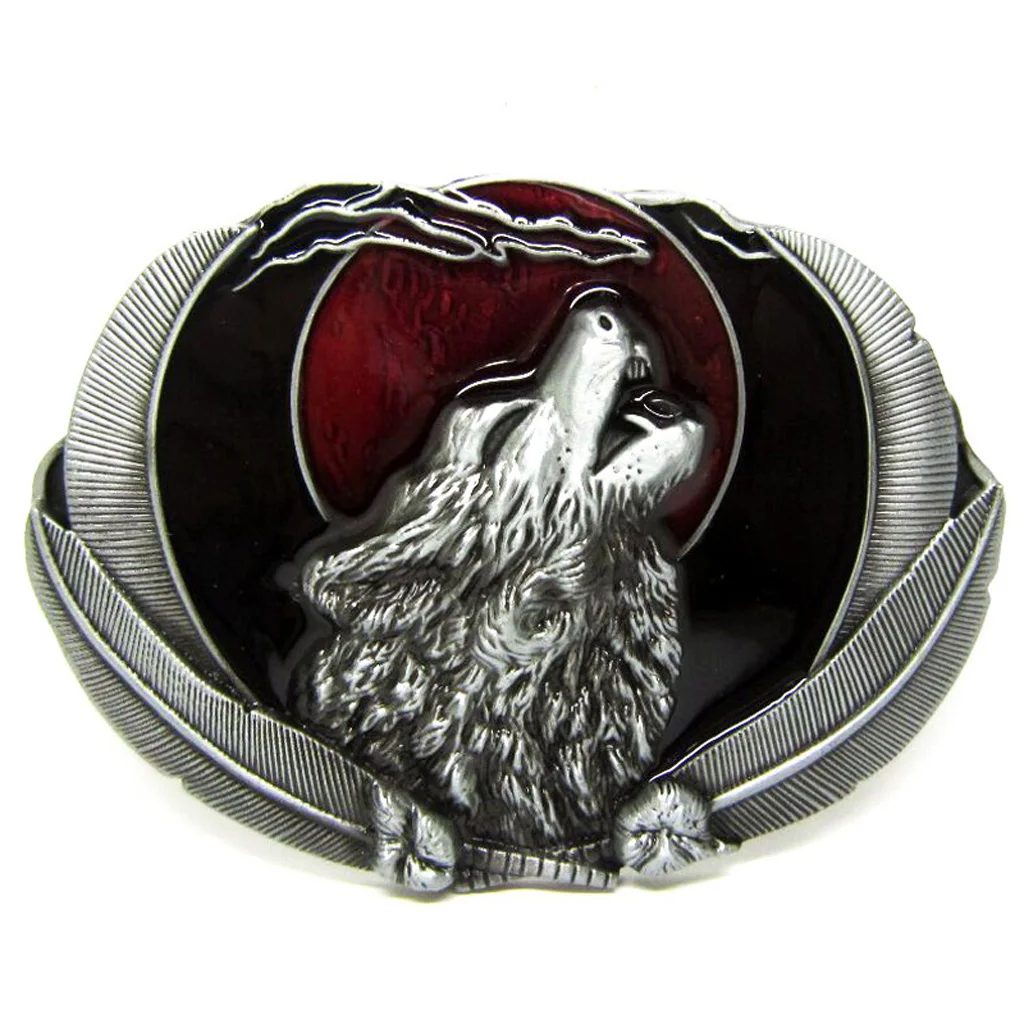 Novelty Vintage Western Belt Buckle Howling Animal Moon Rodeo Indian Classic Men's Accessories