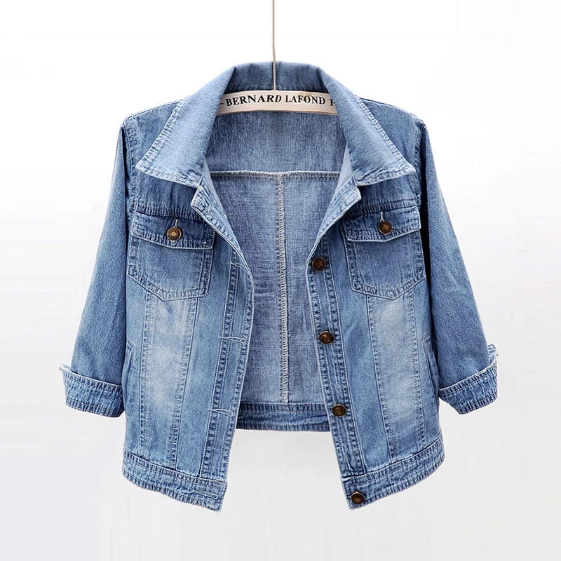 

2020 Thin Jeans Jacket New Spring Autumn Women's Classic Casual Blue Short Denim Jacket Student Basic Coat Lady Female Clothes