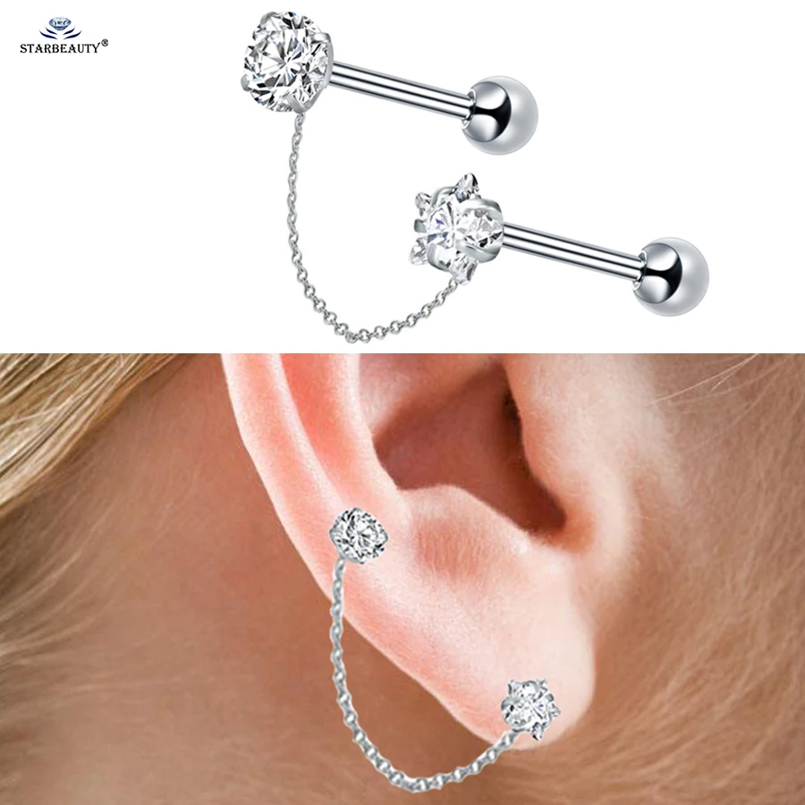 

16G 1.2*6mm Star Round Gem Helix Piercing Tragus Piercing Oreja Tassel Earrings Stainless Steel Nose Ring Ear Piercing Jewelry