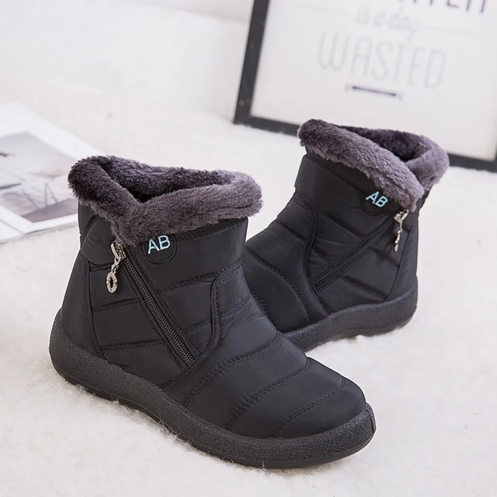 Waterproof Short Booties Women's Winter Warm Snow Boots With Plush Non-Slip Footwear Plus size 35-43 autumn and Winter Shoes