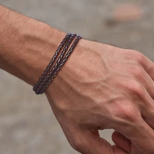 Vnox Многослойные плетеные кожаные браслеты для мужчин праздничные повседневные регулируемые по длине мужские ювелирные изделия