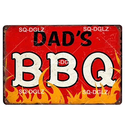 DAD'S BBQ табличка металлическая вывеска винтажная жестяная вывеска украшение для бара домашний декор настенная наклейка картина для паба ресторан плакат подарок - Цвет: 2050