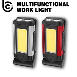 USB Rechargeable COB Work Light Super Bright LED Flashlight Portable Camping Lamp with Tail Magnet Waterproof Adjustable Lantern