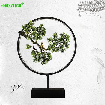 

Resin Light Ornaments Round Wrought Iron Shelf Simulation Plant Animal Sculpture Home Decoration Accessories Craft Gift